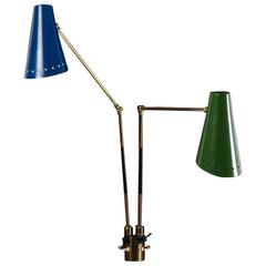 1950s Adjustable Brass Wall Lamps, Stilnovo Italy