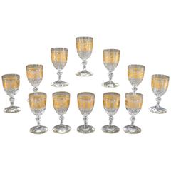 Set of 12 Val St. Lambert Handblown Crystal Cameo Goblets with Gold Roman Motifs 10