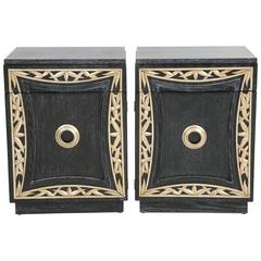 Elegant Pair of End Cabinets by James Mont