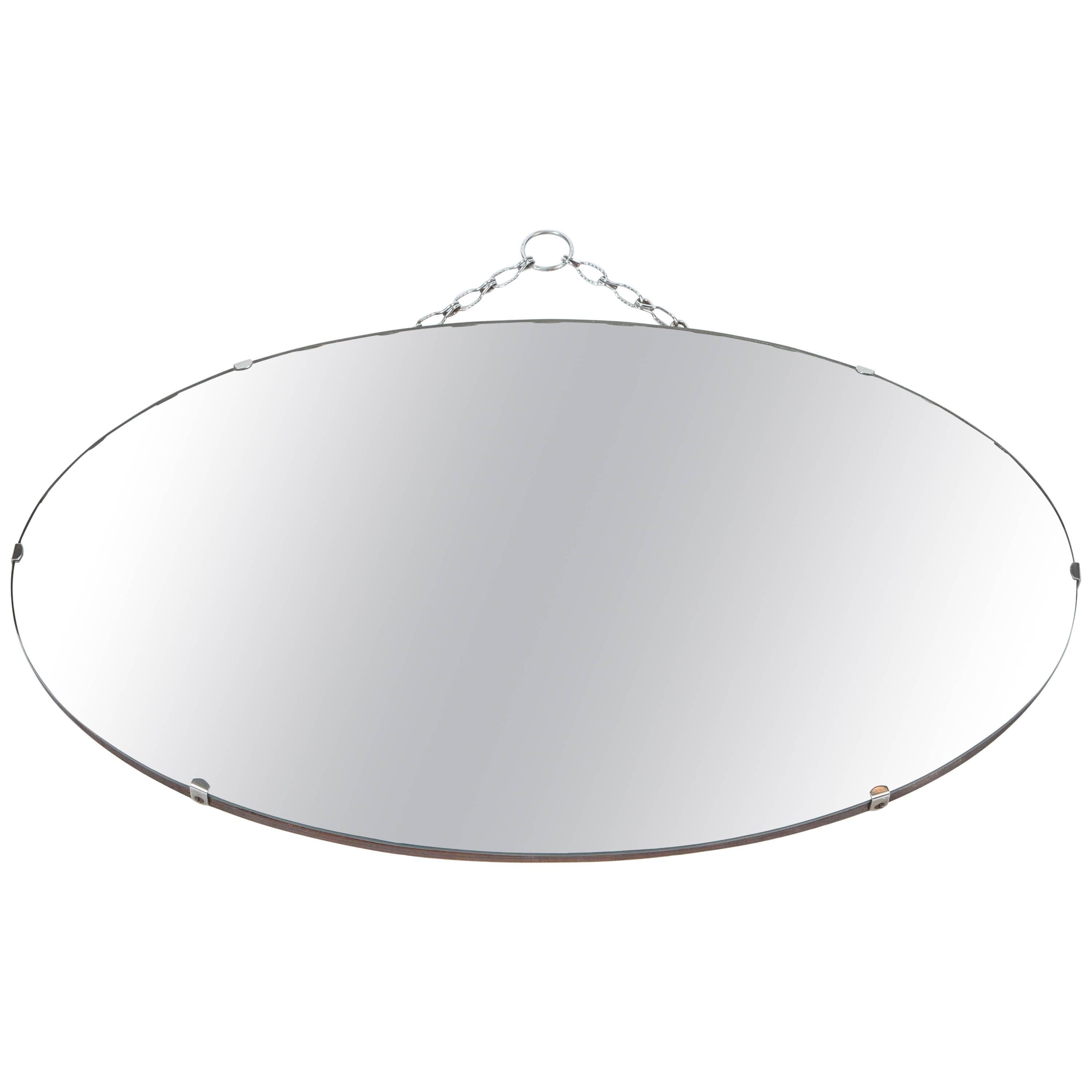 Vintage Double Bevel Oval Hanging Mirror at 1stDibs