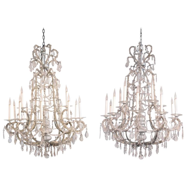 Pair Of Large Louis Xv Style Chandeliers In Silvered Bronze 1920 Pair Of Large Louis Xv Style Chandeliers In Silvered Bronze 1920 Period For