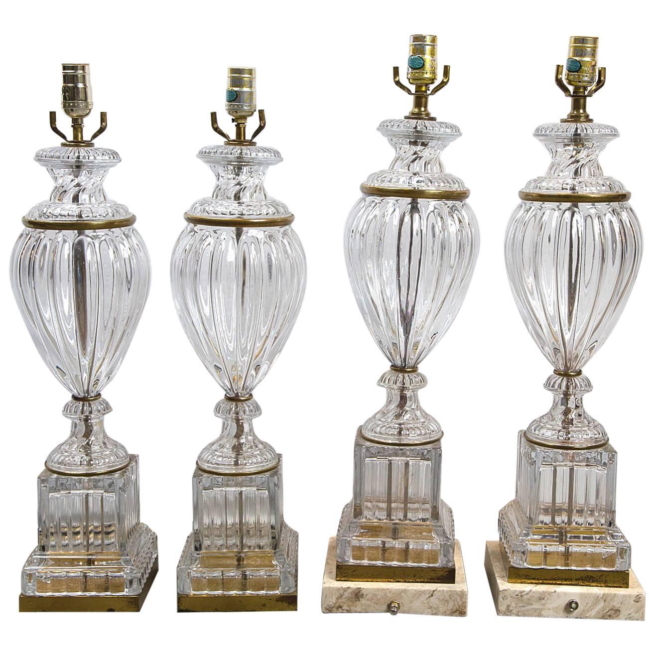1930, French Molded Glass Table Lamps For Sale
