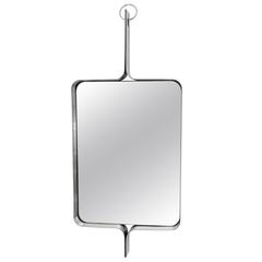 Xavier-Feal French Rectangular Brushed Stainless Steel Wall Mirror, circa 1970