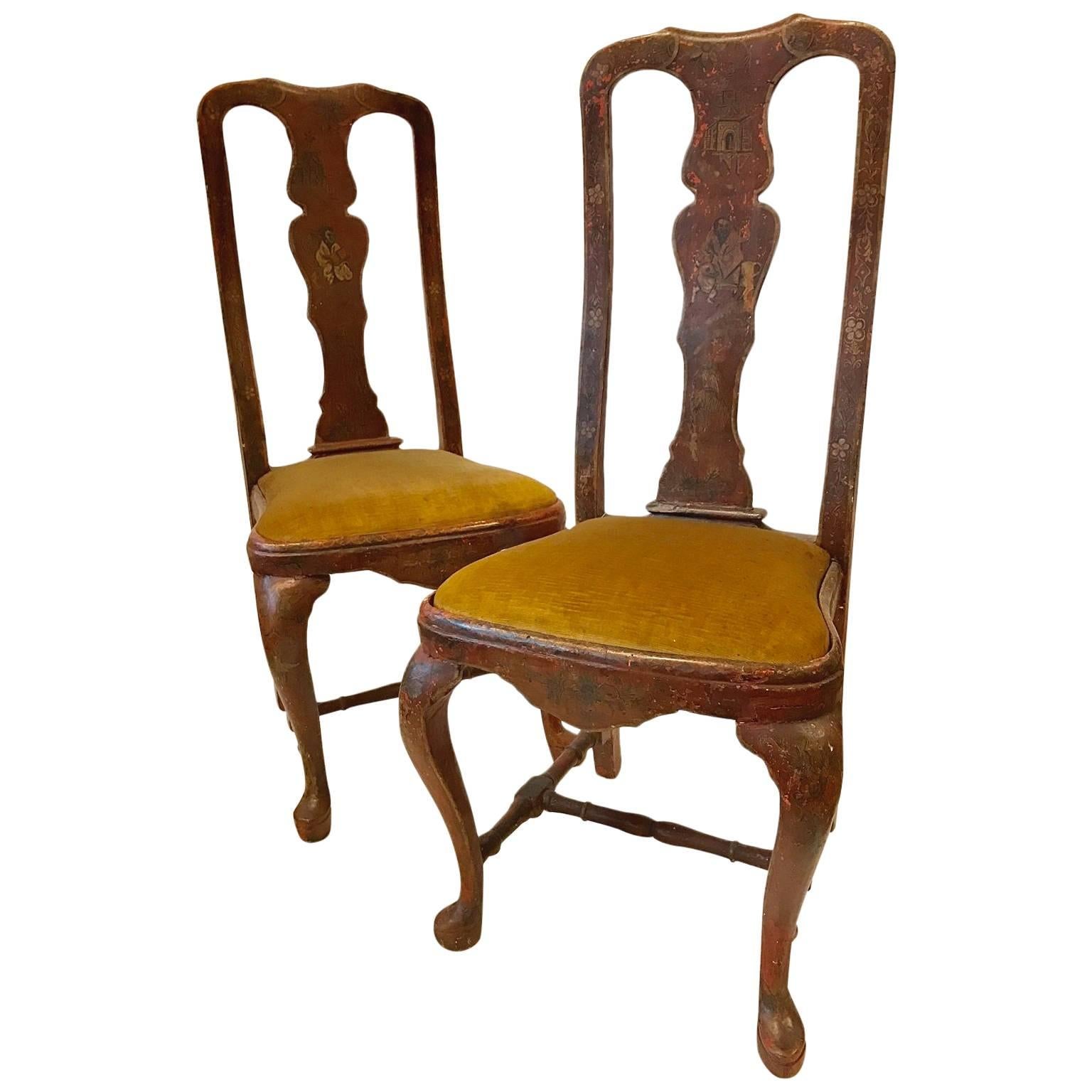 Pair of Chinoiserie Painted Italian Chairs, Late 18th Century For Sale