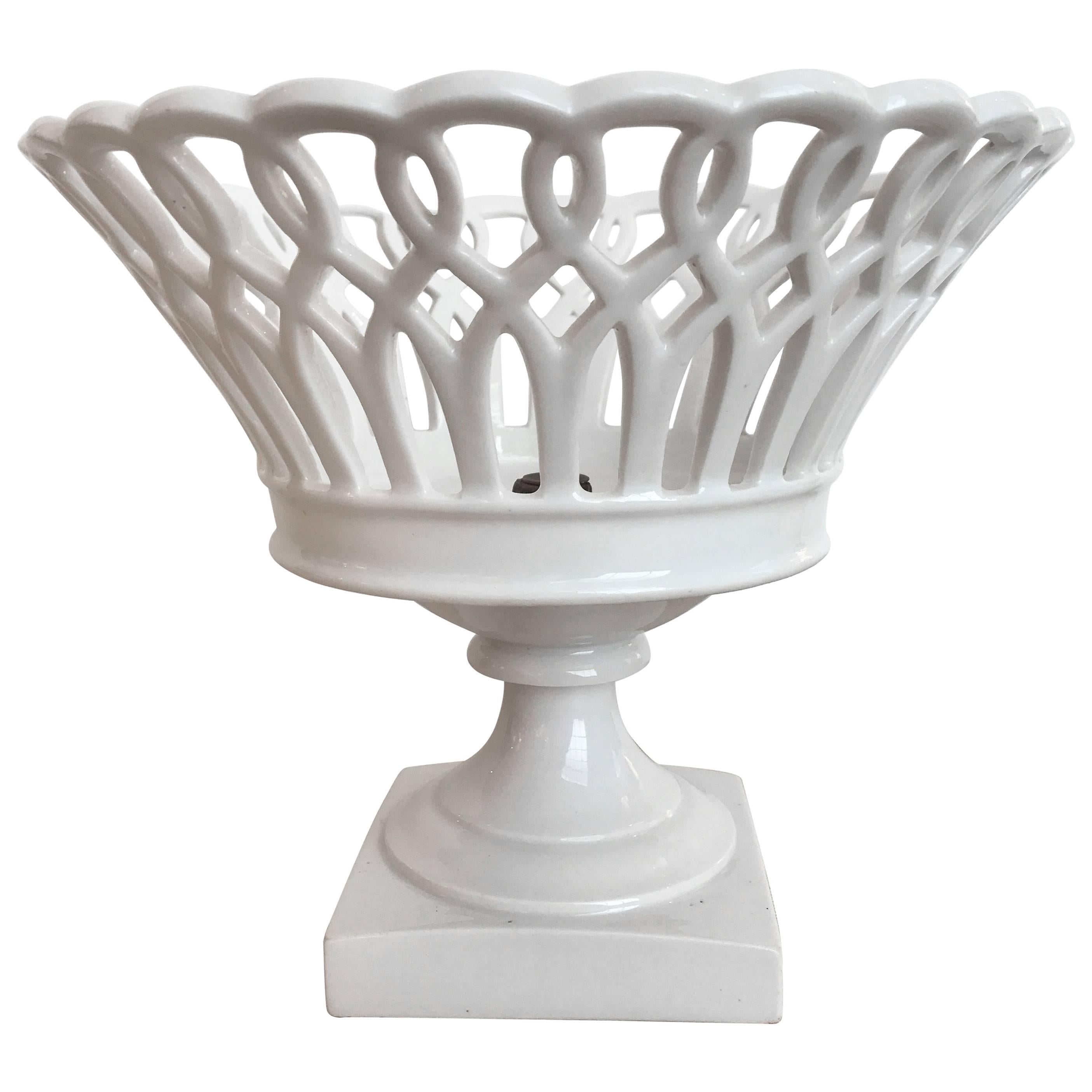 19th Century Woven Porcelain Bowl on Stand