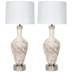 Italian Mid-Century Froth Glazed Ceramic Lamps 2