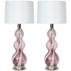 Amethyst Murano Art Glass Lamps