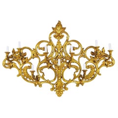 Gran Aplique de Pared Dorado Estilo Luis XV Nueve Luces