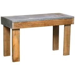 Primitive Zinc Topped Wooden Table or Bench 11