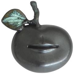  Claude Lalanne Brouche "Pomme Bouche" Patinated Bronze Brooch Signed