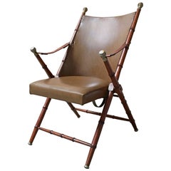 Faux Bamboo Campaign Mid-Century Chair