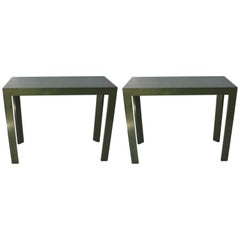 Pair of English Painted Green Parsons Console Tables