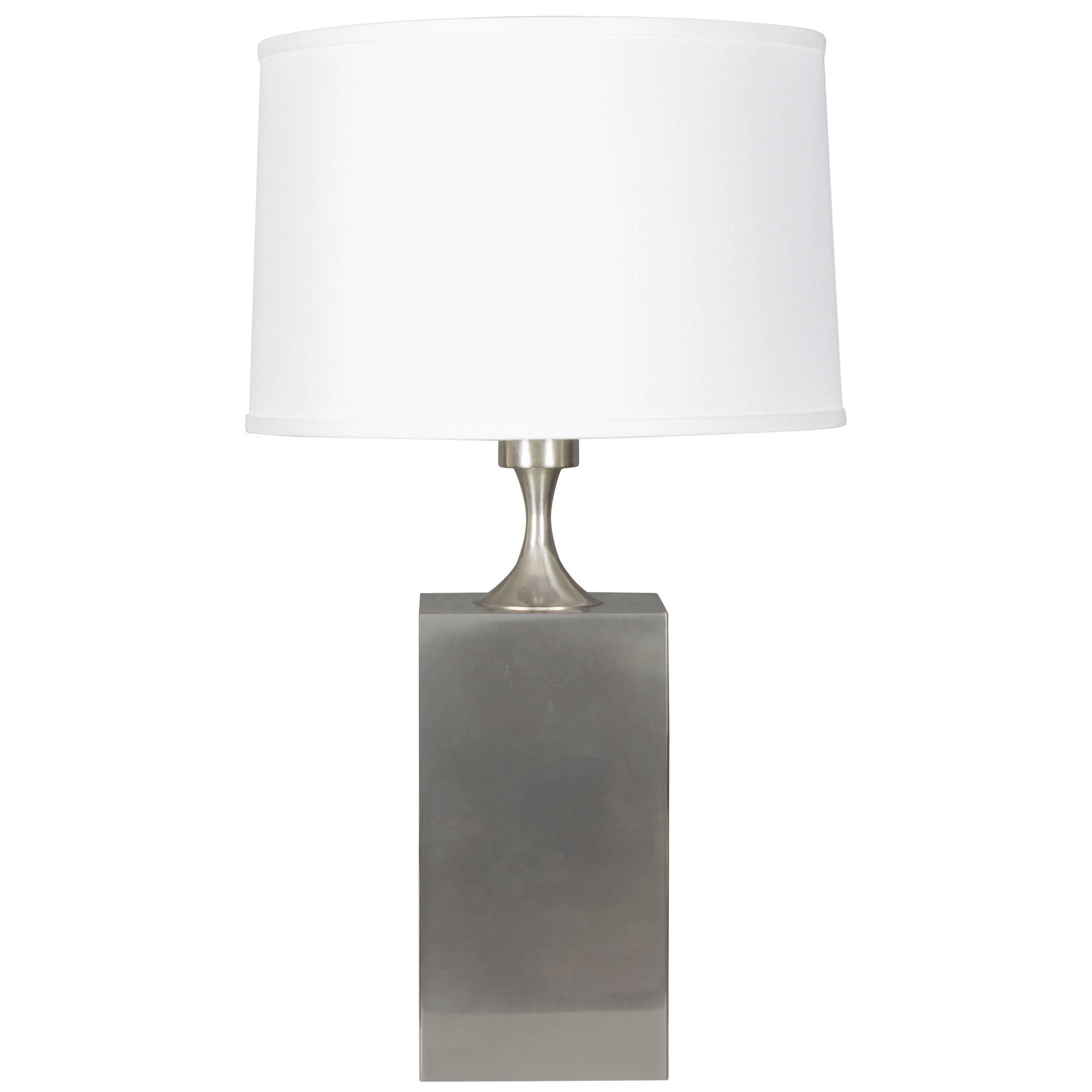 Mid-Century Modern Polished Steel Lamp by Philippe Barbier