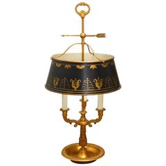 French Empire Style Bronze and Tole Bouillotte Lamp