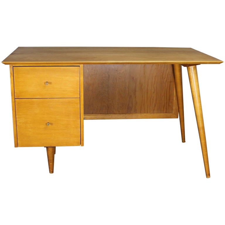 Paul McCobb Planner Group Desk with Cane Modesty Panel, MidCentury