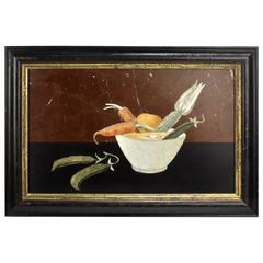 Antique Framed Italian Vegetable Still Life Pietra Dura Plaque