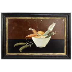 Antique Framed Italian Vegetable Still Life Pietra Dura Plaque 