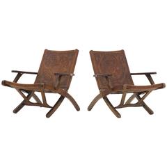 Vintage Pair of Ecuadorian folding chairs by Angel I. Pazmino for Muebles de Estilo 1960