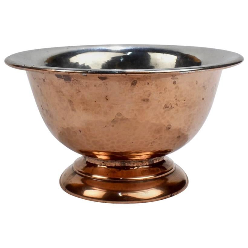 George Gebelein Boston Arts & Crafts Hand-Hammered Copper and Silver Bowl For Sale