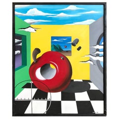 Retro Oil On Canvas "The Apple", Acrylic on Canvas, Signed Hester, 1990
