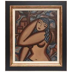 Art Deco French Signed Suzanne Bertillon Painting Custom Framed 8