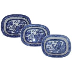 Group of Three 19th Century English Blue Willow Vegetable Bowls 1