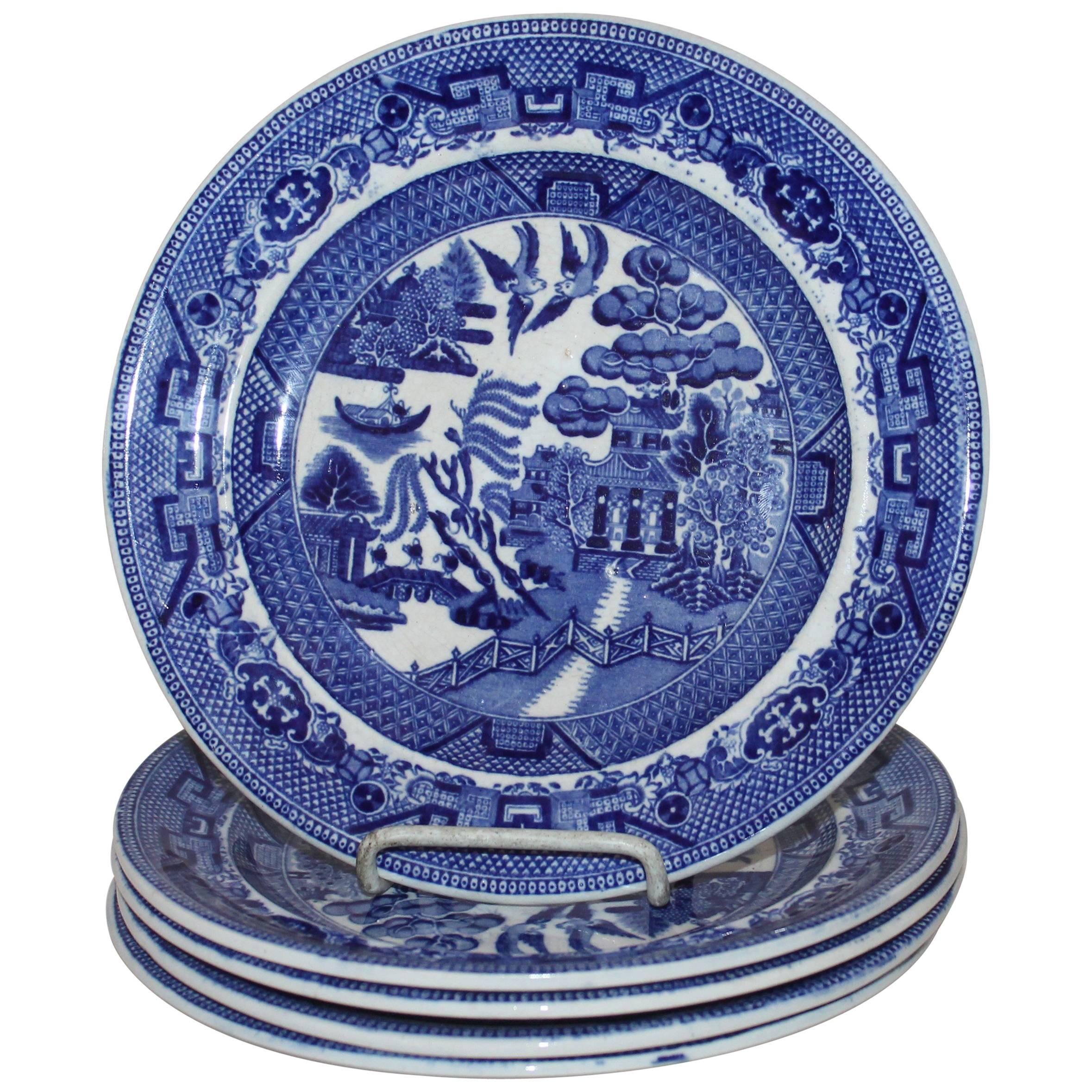 Set of Five John Meirs & Sons Blue Willow Plates