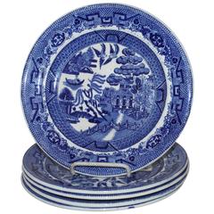 Set of Five John Meirs & Sons Blue Willow Plates 12