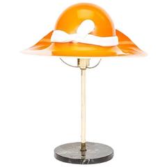 Orange Murano Glass Hat Table Lamp, Mid-Century
