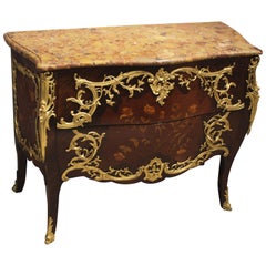 Antique French Ormolu-Mounted Marquetry Commode
