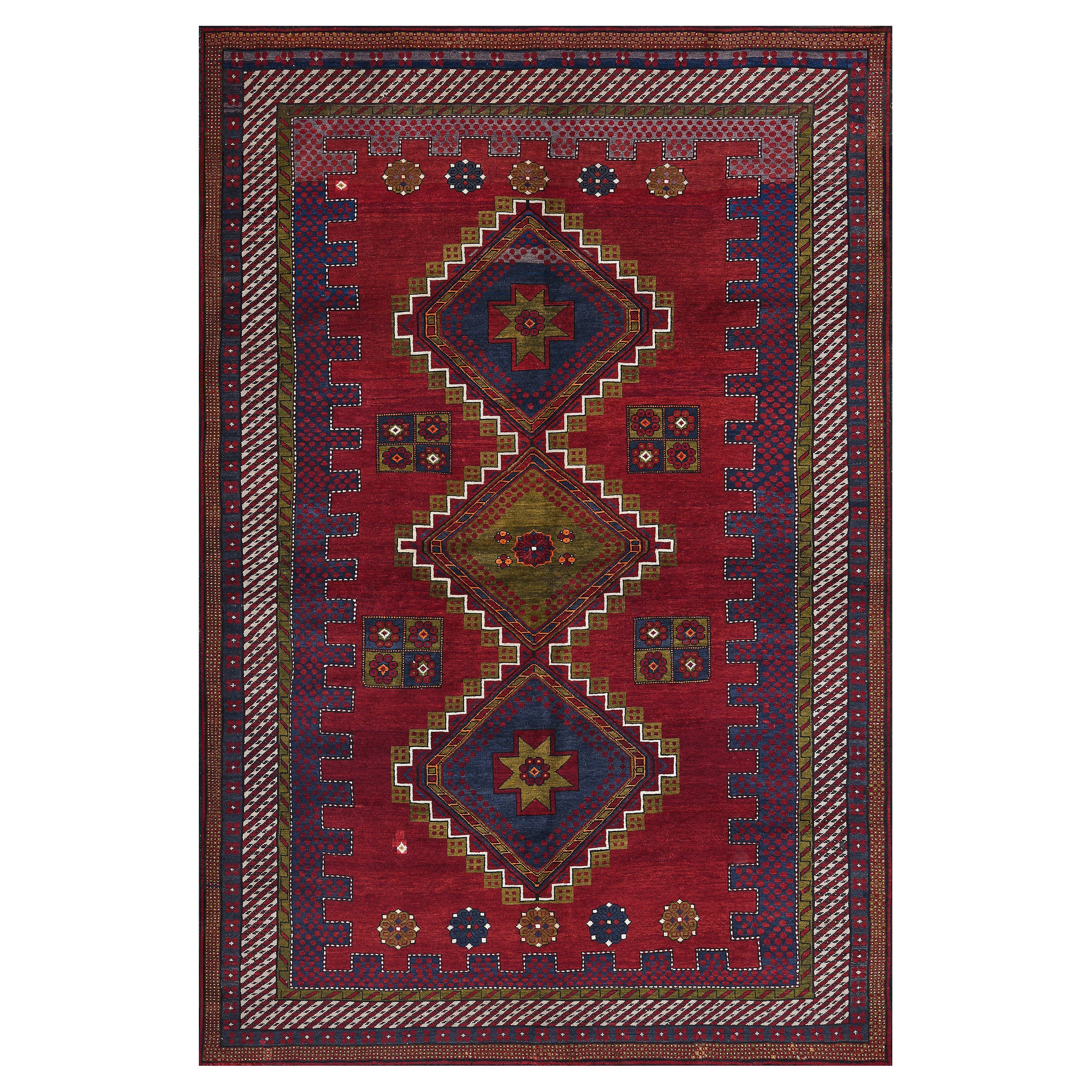 Antique Traditional Hand-knotted Wool Shirvan Rug from Caucasus For Sale