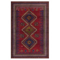 Antique Traditional Hand-knotted Wool Shirvan Rug from Caucasus