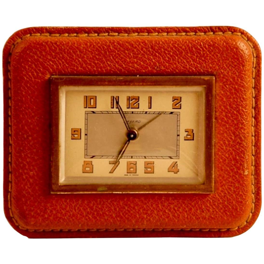 Adnet Style Leather Alarm Clock