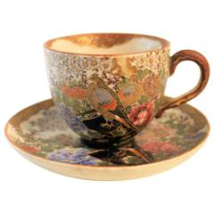Antique Japanese Meiji Period Tea Cup and Saucer