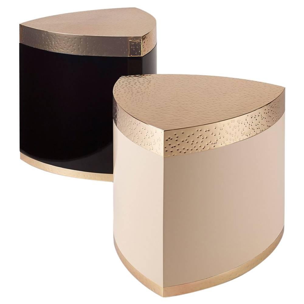 Spila - Angolo, one large and one small in antique gold (shown) in stock.

Large - W17” X D17” X H18”
Finish shown
Top/base (Ostrich Matte Gold)
Body finish antique gold.

Also available in:

Silver - Matte or polished
Gold- Matte or polished
Rose