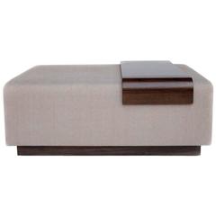 OBI Ottoman with Walnut and Blackened Steel Tray, COM / COL, Customizable 12