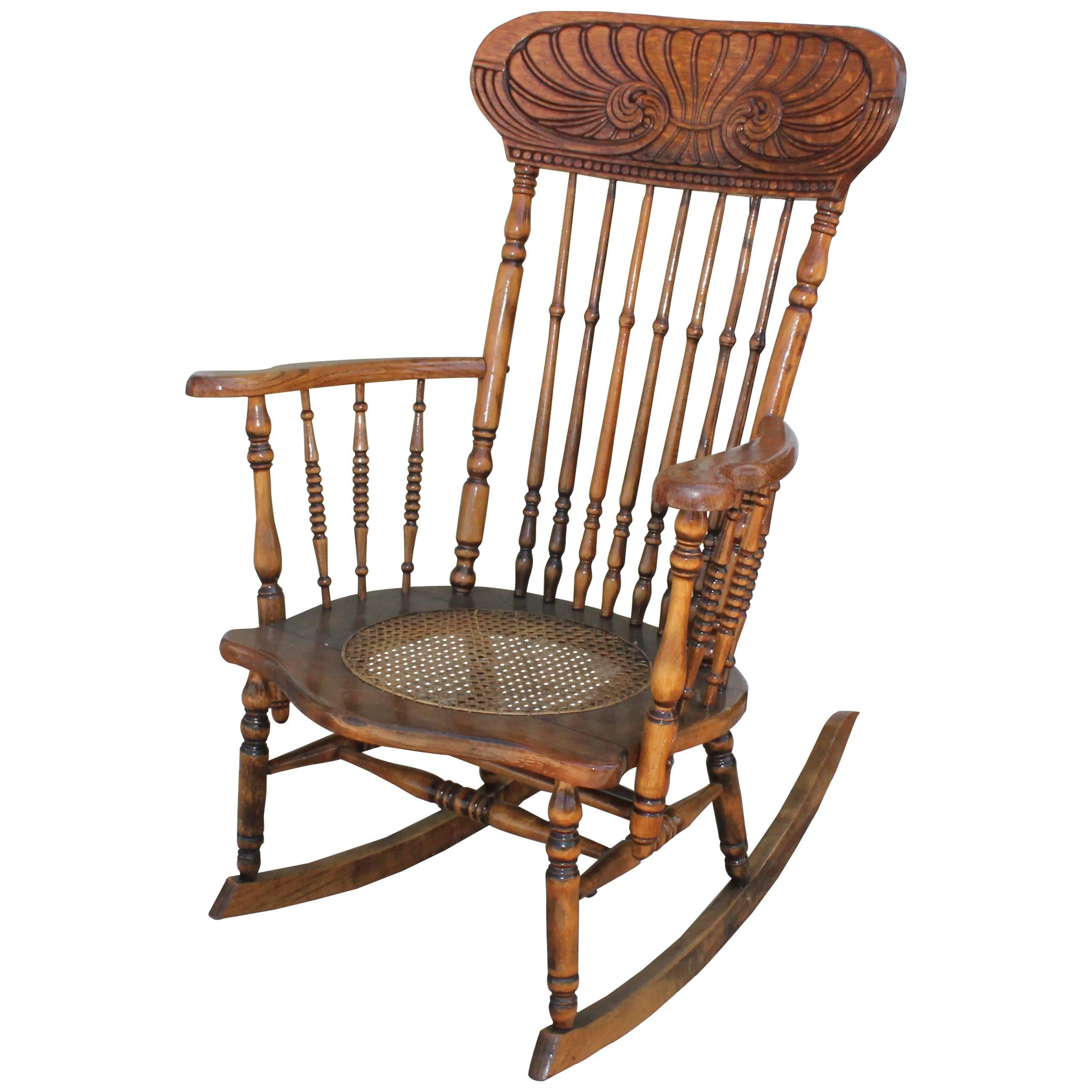 Early 20th Century  Press Back Adirondack Rocking Chair 