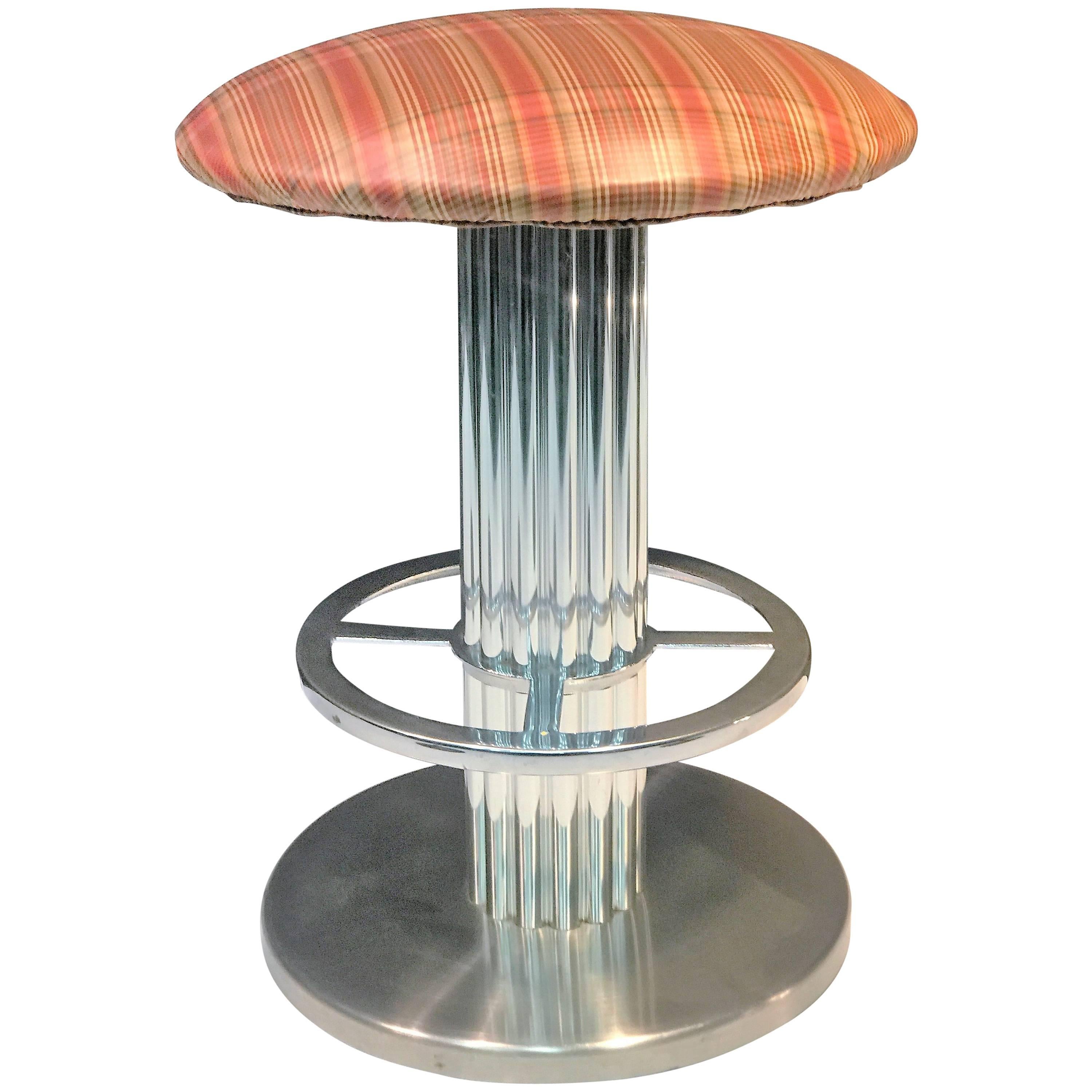 Modernist Brushed Chrome Stool by Designs for Leisure For Sale