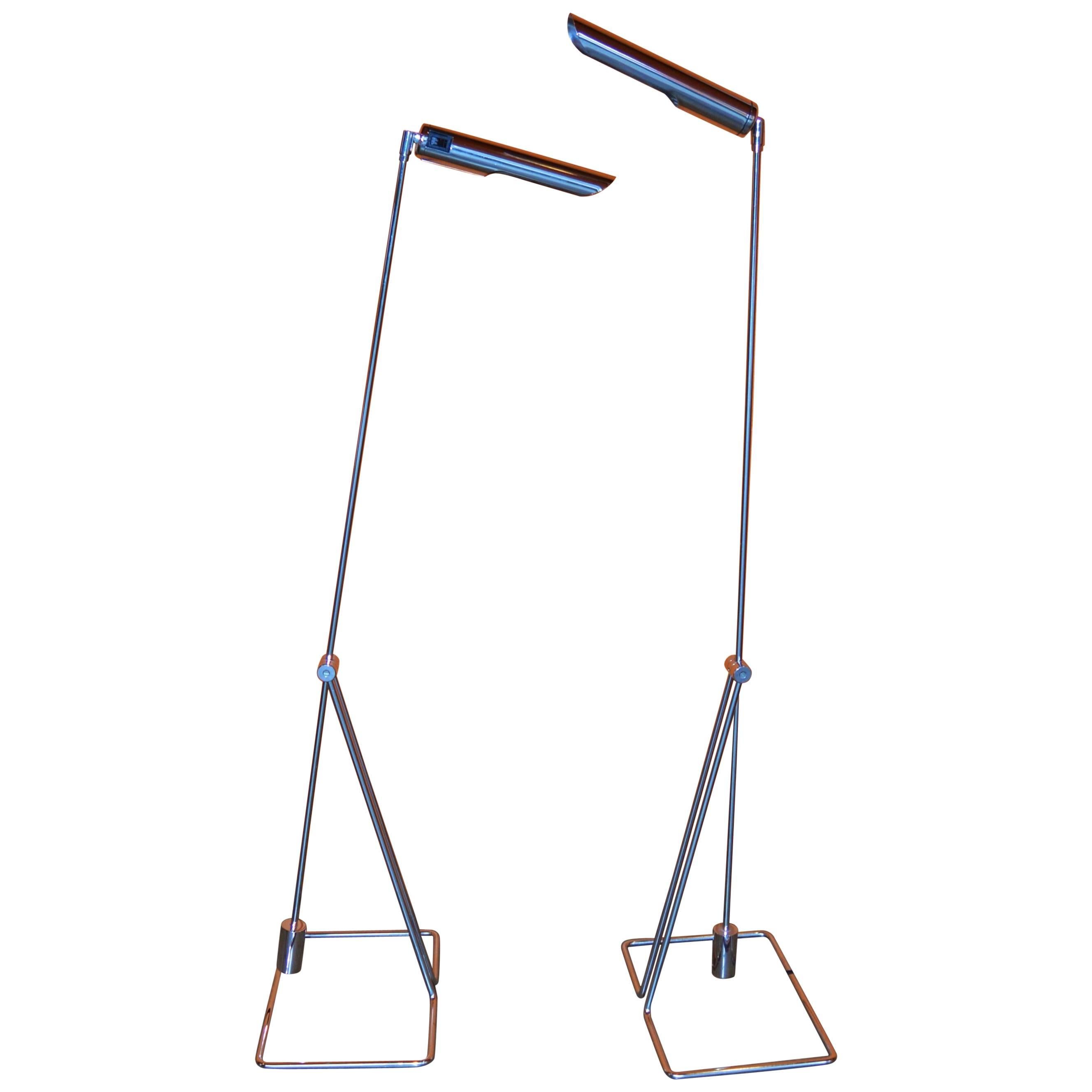 Pair of Abo Randers Chrome Floor Lamps For Sale
