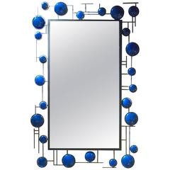 Christophe Come Miroir en émail bleu et cuivre, 2016.