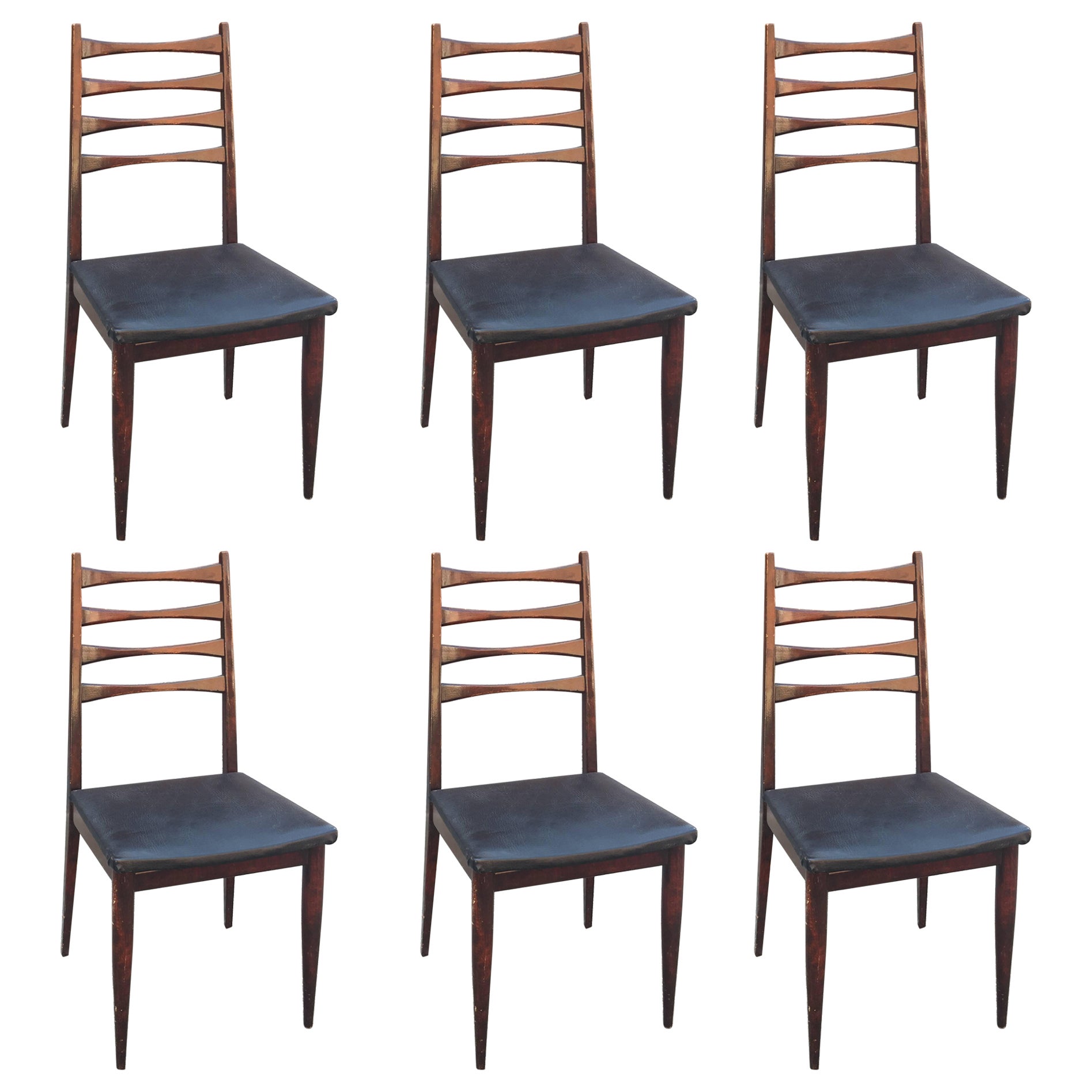 Suite of 6 Scandinavian Style Chairs, circa 1960 For Sale