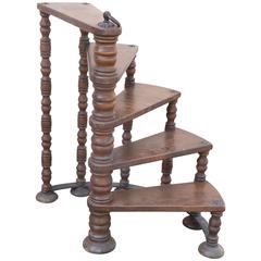 Antique Small Curved Staircase or Library Steps