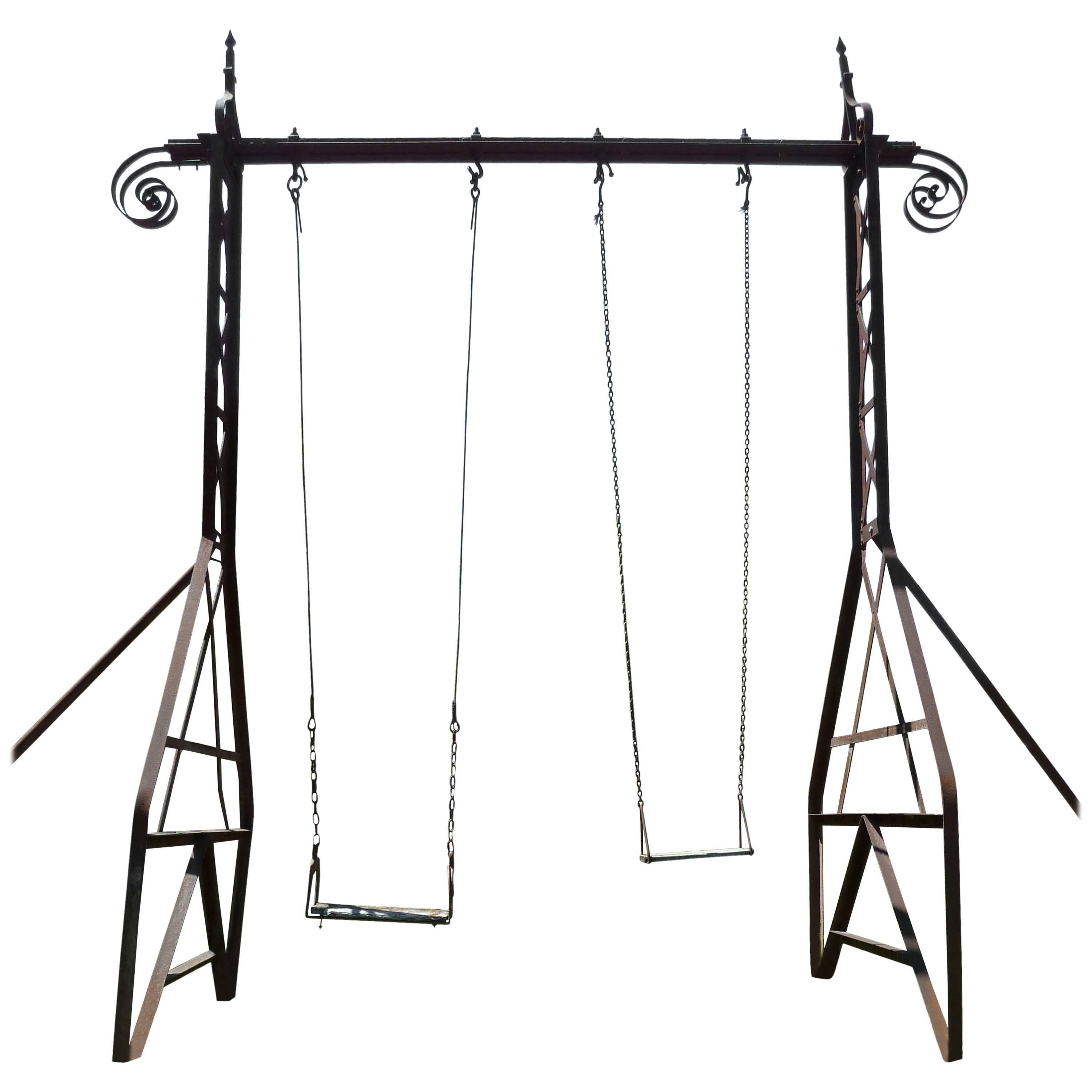 Rare Early 20th Century Wrought Iron Swing of Gustave Eiffel's School For Sale