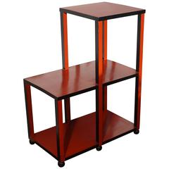 Unique Art Deco Amsterdam School Red & Black Lacquered Etagere Stand Small Table
