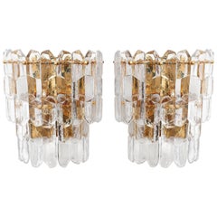 Pair of Kalmar Sconces Wall Lights 
Palazzo
, Gilt Brass Glass, 1970