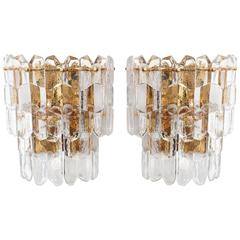Pair of Kalmar Sconces Wall Light 'Palazzo', Gilt Brass Glass, 1970 11