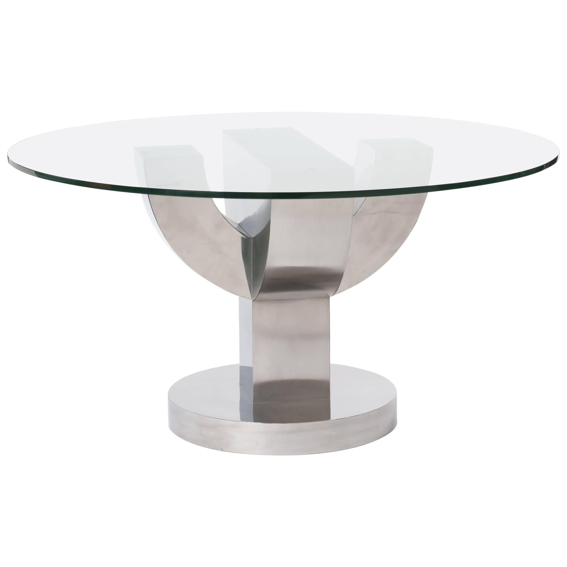 Mid-Century Italian Cactus Shaped Dining Table Stainless Steel Veneer 1970s For Sale