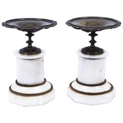 19th Century Pair of French Bronze Mantle Campana Urns