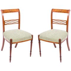 Antique Pair of Satinwood Sheraton Revival Side Chairs, circa 1880