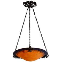Charles Schneider French Art Deco Pendant Chandelier, Early 1920s 3